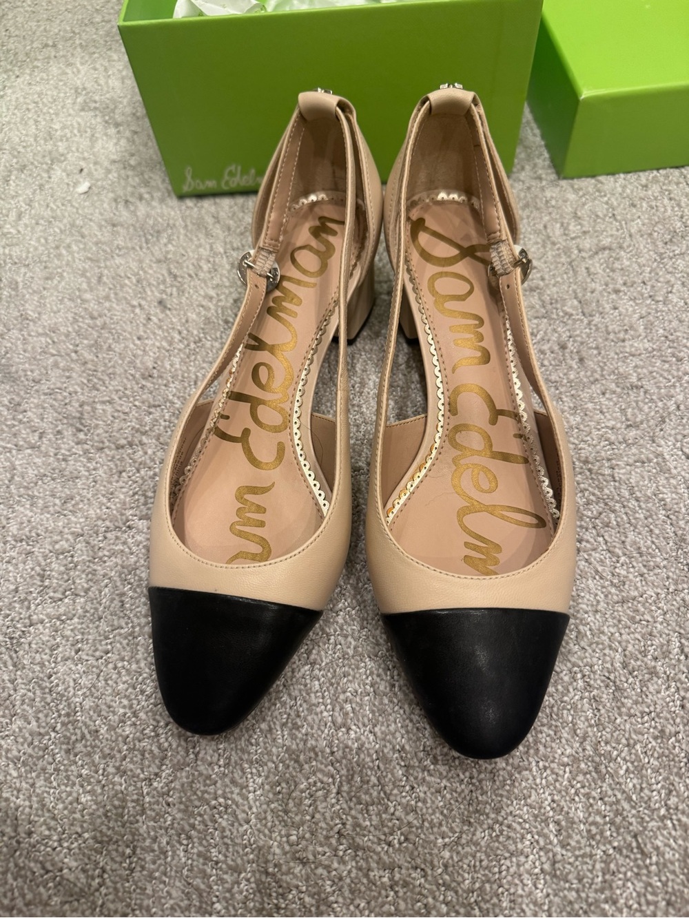 Sam Edelman Two-Tone Beige and Black Sling-Back Pumps